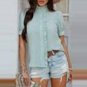 Love Kuza Ruffle Charm Seersucker Blouse