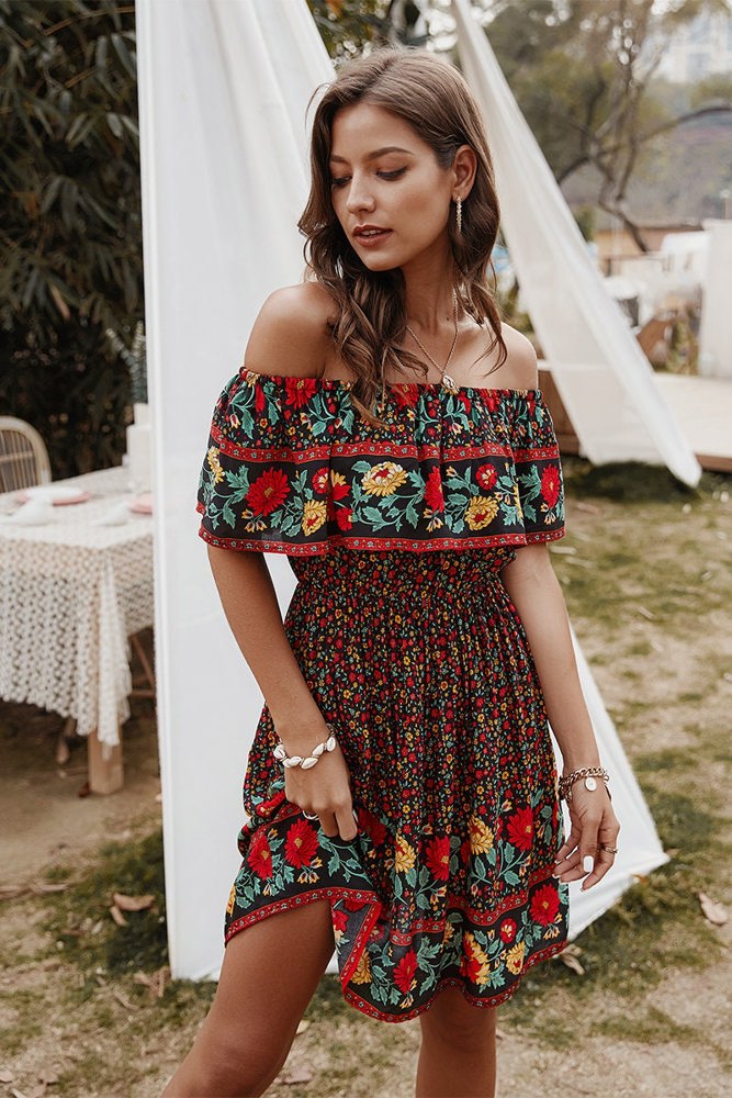 Love Kuza Bohemian Bloom Border Dress