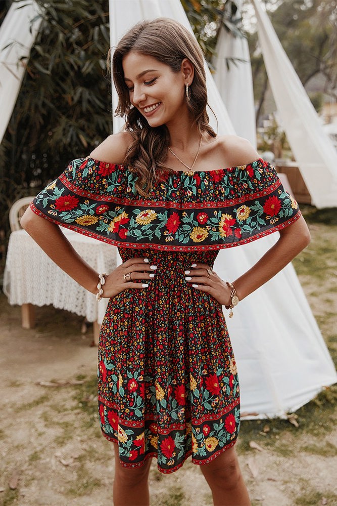 Love Kuza Bohemian Bloom Border Dress