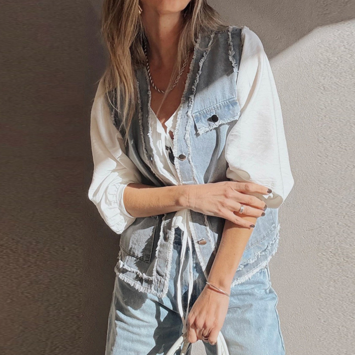 Love Kuza - Urban Edge Frayed Denim Vest
