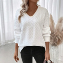  Love Kuza - Ivory Harbor Cable V-Neck Pullover
