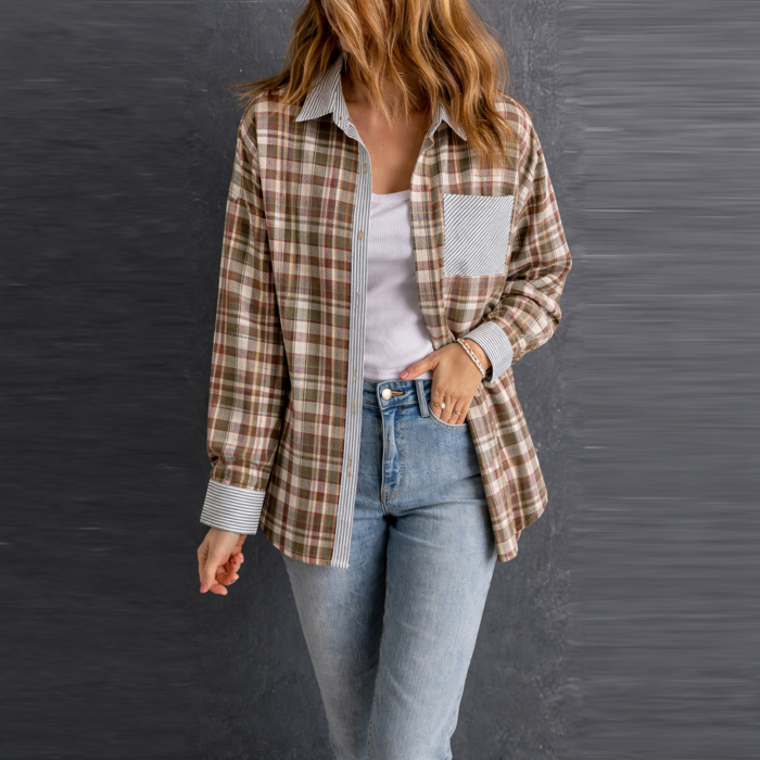 Love Kuza - Harvest Haze Patchwork Plaid Shirt