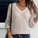  Love Kuza - Soft Horizon Striped V-Neck Pullover