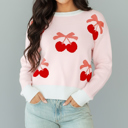  Love Kuza - Bow & Berry Cherry Knit Sweater
