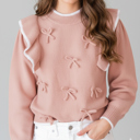  Love Kuza - Rosy Ruffle & Bow Knit Sweater