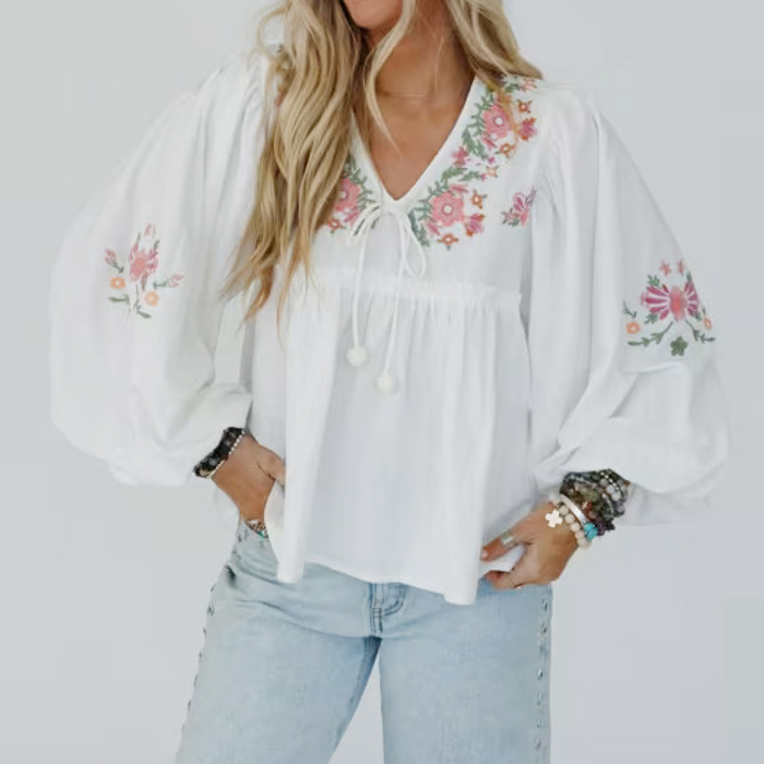 Love Kuza - Wildflower Whimsy Peasant Top