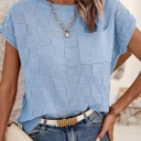  Love Kuza Breezy Check Knit Cap Sleeve Top
