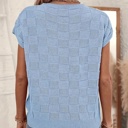  Love Kuza Breezy Check Knit Cap Sleeve Top