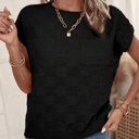  Love Kuza Breezy Check Knit Cap Sleeve Top