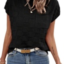  Love Kuza Breezy Check Knit Cap Sleeve Top