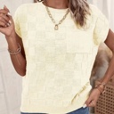  Love Kuza Breezy Check Knit Cap Sleeve Top