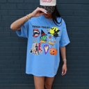 Small Blue Trick or Treat Halloween Shirt, Retro Vintage Halloween Tee, Comfort Colors Fall Shirt, Spooky Season Tshirt for Women