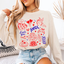 Small Off-white Retro Valentine Long Sleeve Shirt, Comfort Colors Long Sleeve Tee, Cupid Shirt, Womens Valentine Gift