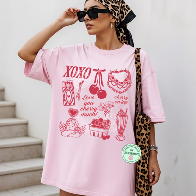 Coquette Valentine Shirt, Womens Valentines Day Shirt, Cherry Cake Shirt, Vintage Valentine Shirt, Love Tshirt, Vday Gift