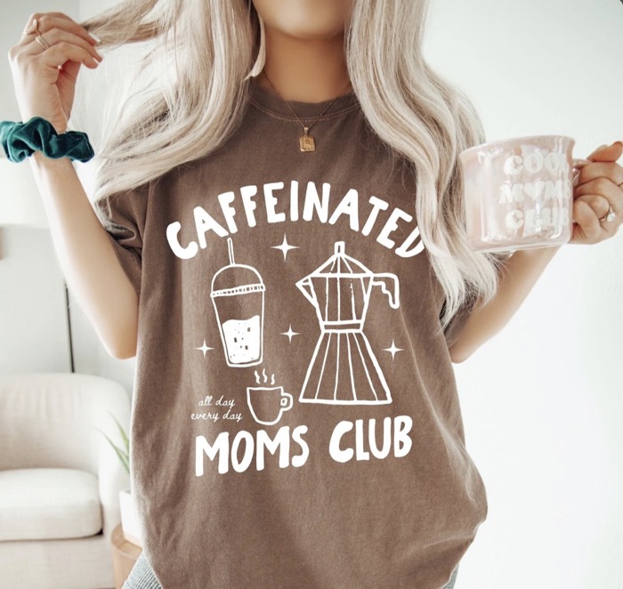 Caffeinated Moms Club Shirt, Caffeinated Mama Tshirt, Mothers Day Gift, Funny Mama Shirt, Iced Coffee Tee, Coffee Lover Shirt