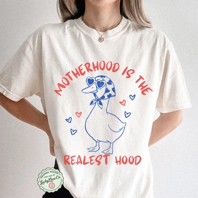 Motherhood is the Realest Hood Shirt, Funny Mom Shirt, Mom LIfe Tshirt, Mothers Day Gift, Trendy Mama Graphic Tee