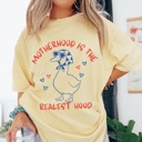 Small Yellow Motherhood is the Realest Hood Shirt, Funny Mom Shirt, Mom LIfe Tshirt, Mothers Day Gift, Trendy Mama Graphic Tee