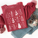 Small Red Comfort Colors® Christmas Tree Sweatshirt, Christmas Tree Bow Shirt, Womens Christmas Sweater, Holiday Apparel