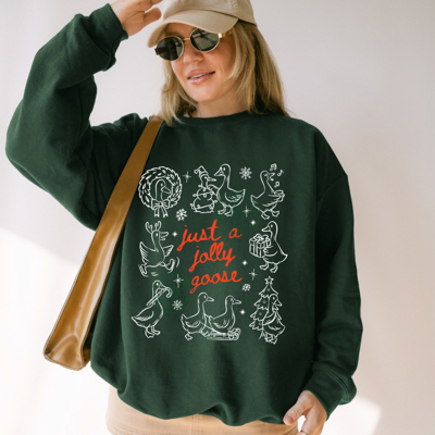 Just a Jolly Goose Sweatshirt, Christmas Goose Sweatshirt, Funny Holiday Sweater, Christmas Shirt