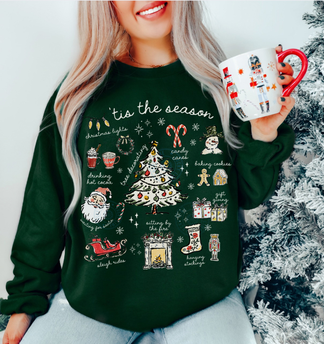 Tis the Season Christmas Sweatshirt, Cute Christmas Sweatshirt, Holiday Apparel, Womens Christmas Sweater, Santa Sweatshirt