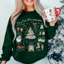 Small Green Tis the Season Christmas Sweatshirt, Cute Christmas Sweatshirt, Holiday Apparel, Womens Christmas Sweater, Santa Sweatshirt