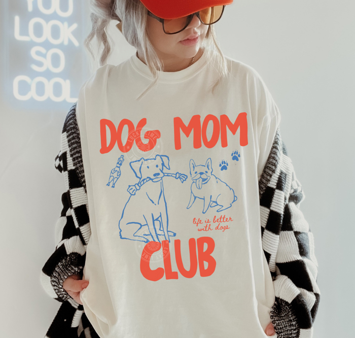 Dog Mom Club Shirt, Comfort Colors® Dog Mom Tshirt, Retro Dog Mom Tee, Gift for Dog Lover