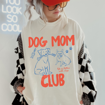 Dog Mom Club Shirt, Comfort Colors® Dog Mom Tshirt, Retro Dog Mom Tee, Gift for Dog Lover
