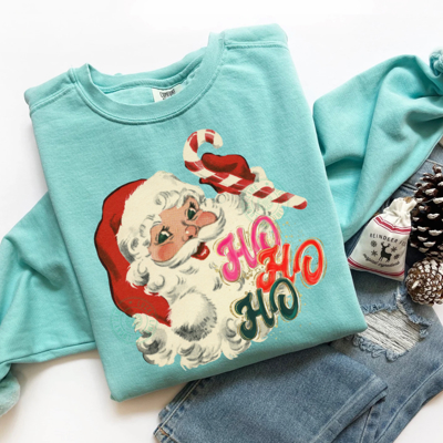 Retro Santa Sweatshirt, Comfort Colors Santa Claus Sweatshirt, Vintage Holiday Crewneck, Ho Ho Ho Sweatshirt