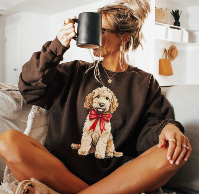 Christmas Dog Sweatshirt, Dog Lover Gift, Goldendoodle Sweatshirt, Womens Christmas Sweater, Holiday Apparel, Winter Shirt