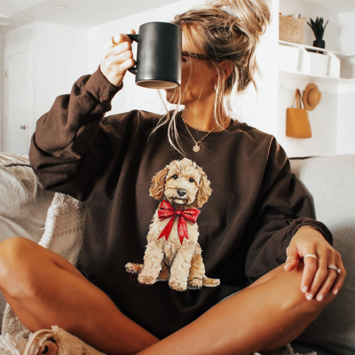 Christmas Dog Sweatshirt, Dog Lover Gift, Goldendoodle Sweatshirt, Womens Christmas Sweater, Holiday Apparel, Winter Shirt