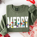  Merry Sweatshirt, Varsity Christmas Sweatshirt, Christmas Lights Shirt, Holiday Sweater, Festive Christmas Shirt