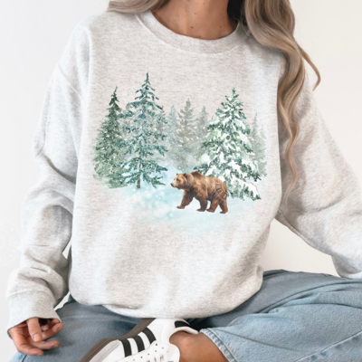 Retro Grizzly Bear Sweatshirt, Cozy Season Shirt, Winter Sweatshirt, Winter Wonderland Shirt, Christmas Gift