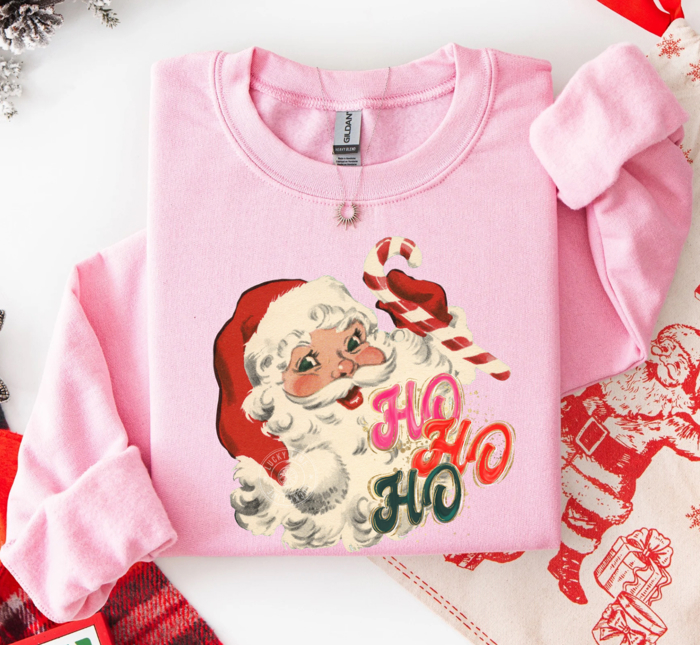 Retro Santa Sweatshirt, Vintage Santa Sweatshirt, Ho Ho Ho Shirt, Womens Christmas Sweatshirt, Holiday Crewneck
