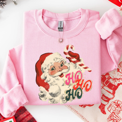 Retro Santa Sweatshirt, Vintage Santa Sweatshirt, Ho Ho Ho Shirt, Womens Christmas Sweatshirt, Holiday Crewneck