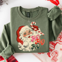 Small Green Retro Santa Sweatshirt, Vintage Santa Sweatshirt, Ho Ho Ho Shirt, Womens Christmas Sweatshirt, Holiday Crewneck