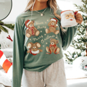 Small Green Comfort Colors Christmas Teddy Bear Long Sleeve Shirt, Christmas Bear Long Sleeve Tee, Merry Christmas Tshirt, Cute Holiday Apparel
