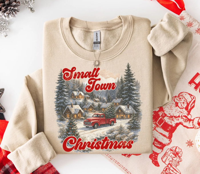 Vintage Small Town Christmas Sweatshirt, Retro Holiday Sweater, Winter Sweatshirt, Merry Christmas Shirt