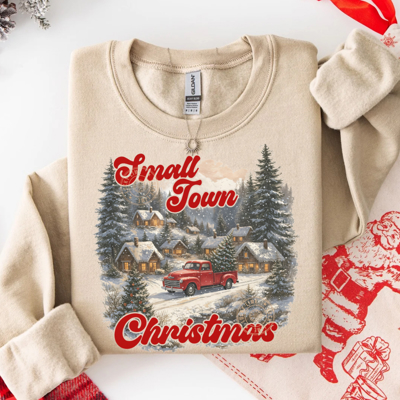 Vintage Small Town Christmas Sweatshirt, Retro Holiday Sweater, Winter Sweatshirt, Merry Christmas Shirt