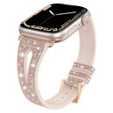 Rose Gold 38/40/41/42(Series 10)mm Sparkling Slim Silicone Bands for Apple Watch 38/40/41mm and 42/44/45/46/49mm All Series Bling Replacement Strap  for iWatch Series 10/9/8/7/6/5/4/3/2/1/SE