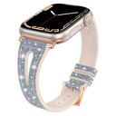 Green-Purple 38/40/41/42(Series 10)mm Sparkling Slim Silicone Bands for Apple Watch 38/40/41mm and 42/44/45/46/49mm All Series Bling Replacement Strap  for iWatch Series 10/9/8/7/6/5/4/3/2/1/SE