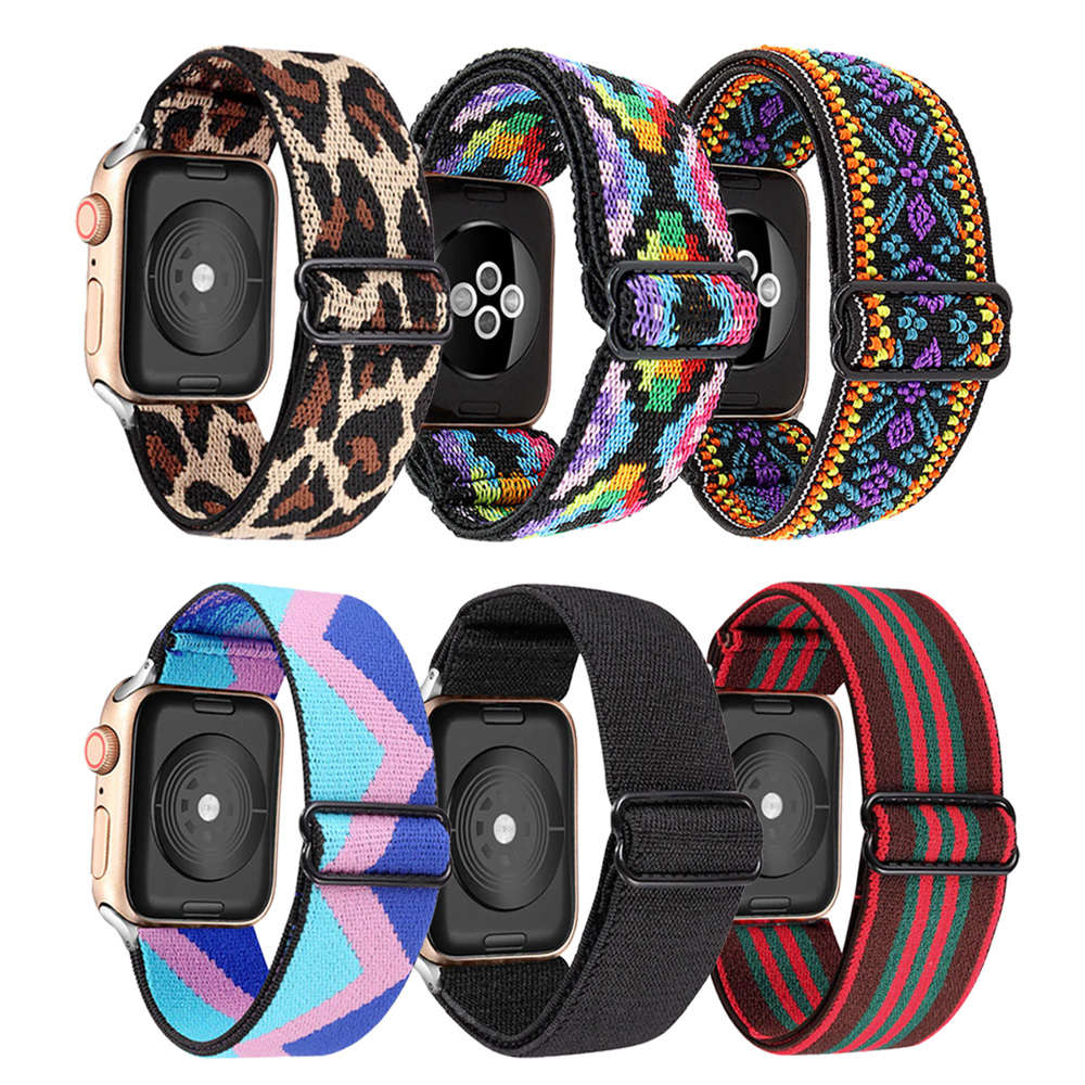 Nylon Elastic Band for Apple Watch 38/40/41mm and 42/44/45/46/49mm All Series