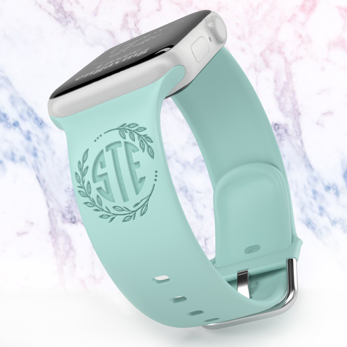Personalized Apple Watch Monogram iWatch Band Silicone Watch 38/40/41 42/44/46/45/49 Strap Engraved