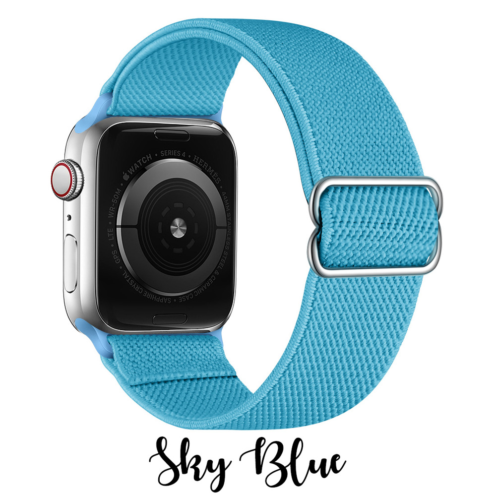 Nylon Elastic Band for Apple Watch 38/40/41mm and 42/44/45/46/49mm All Series in different colors