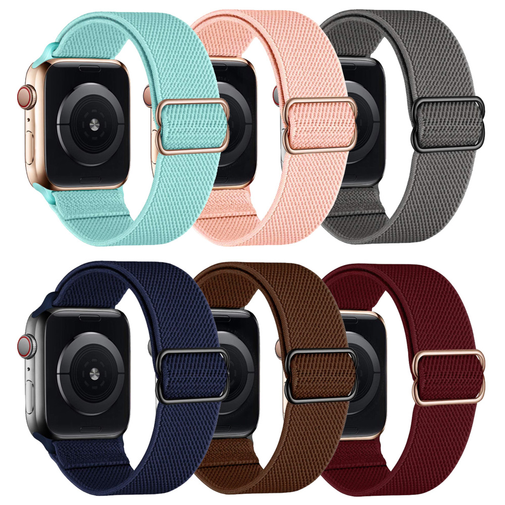 Nylon Elastic Band for Apple Watch 38/40/41mm and 42/44/45/46/49mm All Series in different colors