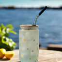  Sunny Days Iced Coffee Glass with Bamboo Lid and Straw