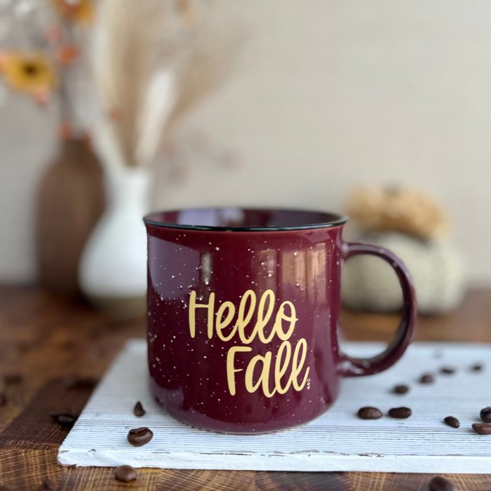Hello Fall | Campfire Coffee Mug | Fall Ceramic Mug | Dishwasher and Microwave Safe | 15 oz