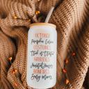  October Favorites Can Glass with Bamboo Lid and Glass Straw | Iced Coffee | Dishwasher and Microwave Safe | 16 oz