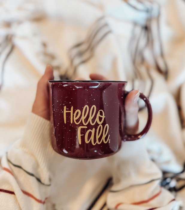 Hello Fall | Campfire Coffee Mug | Fall Ceramic Mug | Dishwasher and Microwave Safe | 15 oz