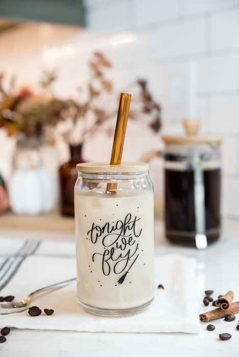 Tonight We Fly | Can Glass | Iced Coffee | Fall and Halloween | Eco Friendly | Dishwasher and Microwave Safe | 16 oz