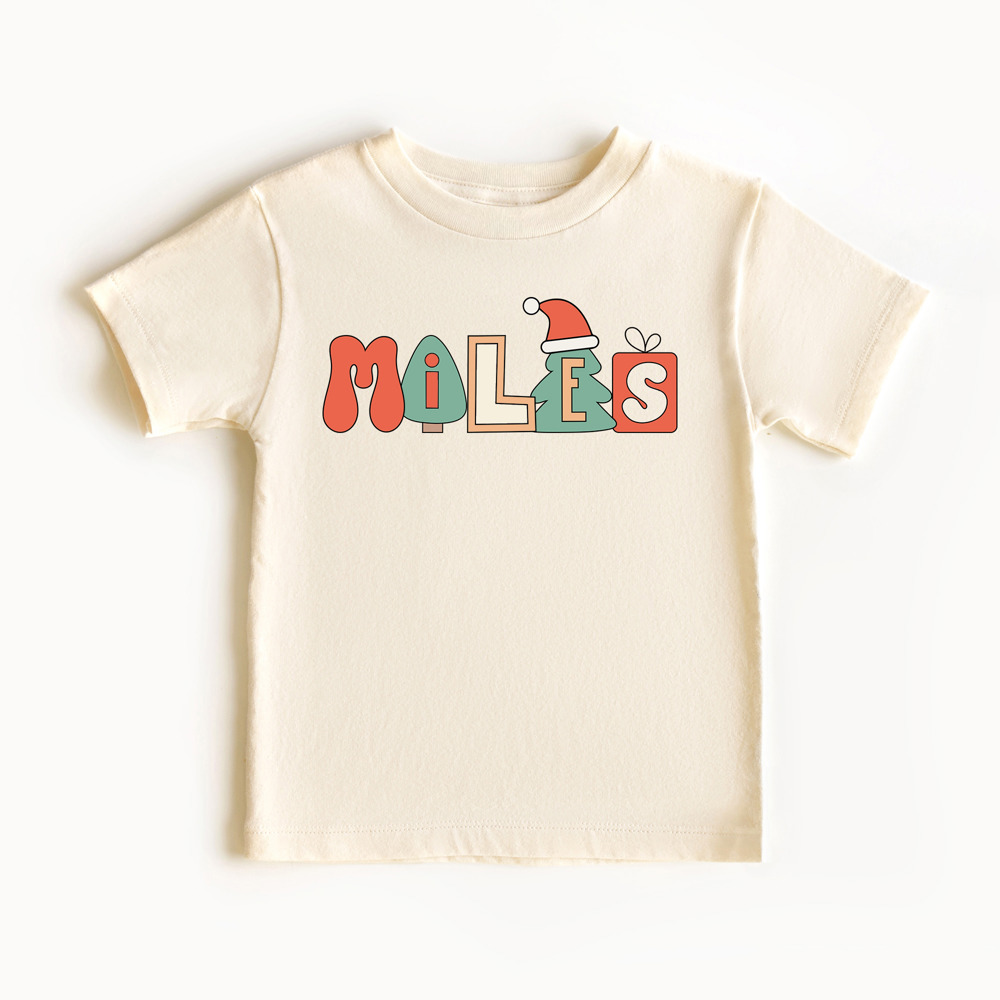 Kid's Retro Christmas Name Graphic Tee | Boys & Girls